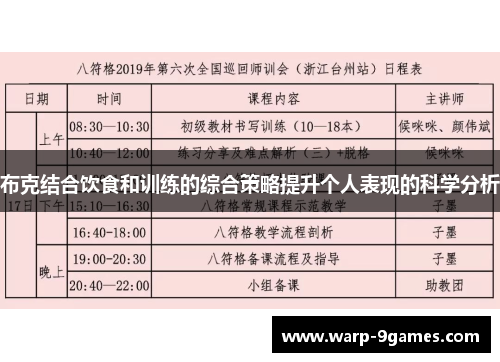 布克结合饮食和训练的综合策略提升个人表现的科学分析
